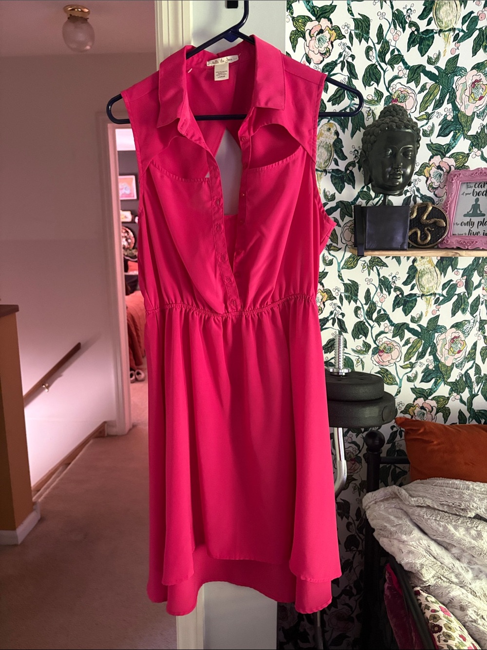 Belle Du Jour Vibrant Hot Pink Sleeveless High-Low Dress